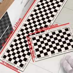 Chess Board Pattern Kitchen Rug Area Rug Mat Non-Slip Oil Proof Floor Mat Livingroom Rug Indoor Outdoor Mat Bedroom Decor Bathroom Mat Entrance Rug Door Mat