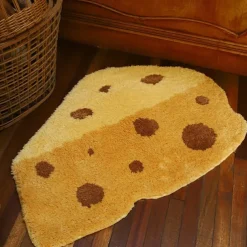 Chesse Irregular Velvet Doormat Kitchen Mat Floor Mat Non-Slip Area Rug Oil Proof Rug Indoor Outdoor Mat Bedroom Decor Bathroom Mat Entrance Rug