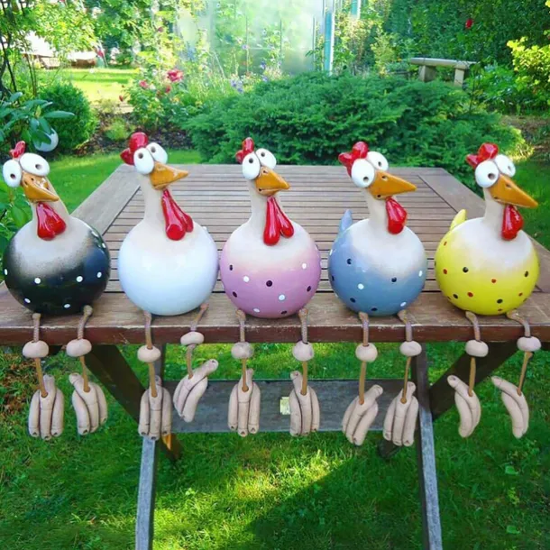Chicken Garden Decor Statues Sculptures Decoration Home Animal Funny Resin Figurines Garden Plug Pottery Figure Ornaments