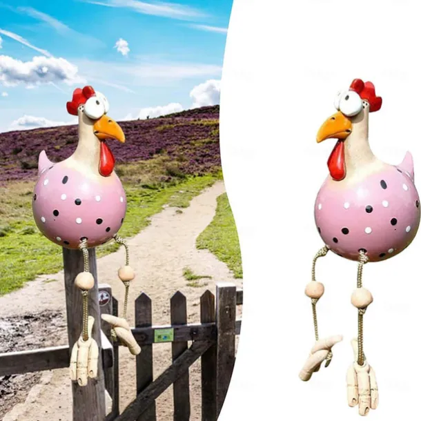 Chicken Garden Decor Statues Sculptures Decoration Home Animal Funny Resin Figurines Garden Plug Pottery Figure Ornaments