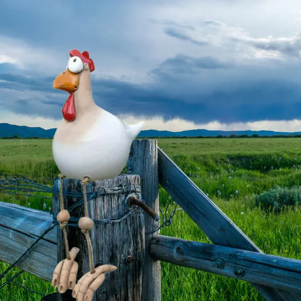 Chicken Garden Decor Statues Sculptures Decoration Home Animal Funny Resin Figurines Garden Plug Pottery Figure Ornaments