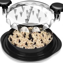 Chicken Shredder, 10.8" Visible Meat Shredders Tool Twist with Separate Plate, Large Chicken Shredder Machine - Ergonomic Handle, Dishwasher Safe, Anti-Slip, Heat Resistant, BPA Free