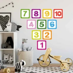 Children's Cartoon Pattern Hopscotch Floor Stickers Kindergarten Early Education Interactive Decoration Classic Digital Jump Grid Floor Wall Stickers for bedroom living room
