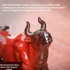 Chinese Feng Shui Ceramic Bull Figurine - Prosperity Attracting Wealth Buffalo Statue, Office Desk Decor, Zodiac Animal Handicraft, Non-Electric Collectible