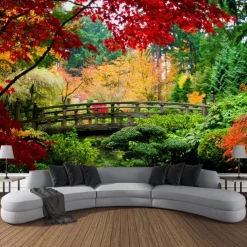 Chinese Garden Hanging Tapestry Wall Art Large Tapestry Mural Decor Photograph Backdrop Blanket Curtain Home Bedroom Living Room Decoration