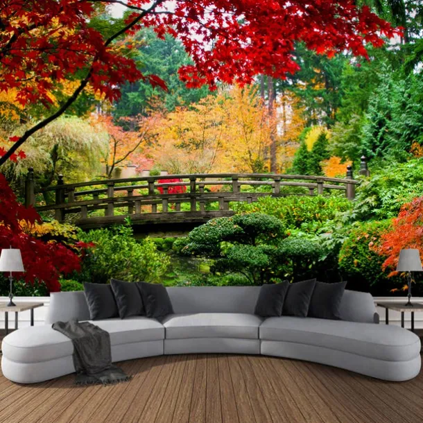 Chinese Garden Hanging Tapestry Wall Art Large Tapestry Mural Decor Photograph Backdrop Blanket Curtain Home Bedroom Living Room Decoration