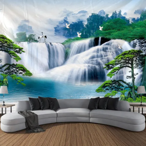 Chinese Landscape Painting Hanging Tapestry Wall Art Large Tapestry Mural Decor Photograph Backdrop Blanket Curtain Home Bedroom Living Room Decoration