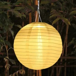 Chinese Style Globe Light Outdoor Solar Power 12inch 30CM Printed Lantern Hanging Lamp IP65 Waterproof Nylon LED Light For Outdoor Garden Party Yard Warm White Decoration Lighting