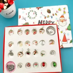 Christmas Advent Calendar Pink Bracelets 2025 for Girls 24 Days Xmas Countdown Calendar DIY Jewelry Making Kit Gift 22 Charm Beads 2 Bracelets for Kids Teens Women