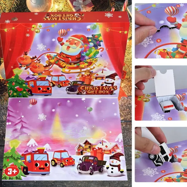 Christmas Advent Calendar 2025, Advent Calendar Children with 24 Days Countdown Pulls Back Cars Toy Christmas Countdown Calendar Blind Box Gift for Kids Boys and Girls