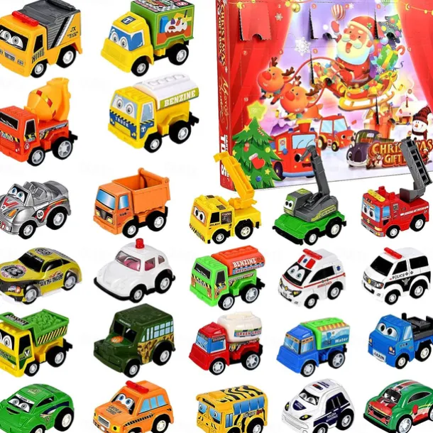 Christmas Advent Calendar 2025, Advent Calendar Children with 24 Days Countdown Pulls Back Cars Toy Christmas Countdown Calendar Blind Box Gift for Kids Boys and Girls