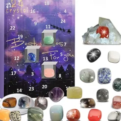Christmas Advent Calendar, 24pcs Ore Blind Box Crystal Advent Calendar Rocks Minerals Fossils Advent Calendar for Kids and Adults Xmas Gifts
