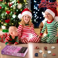 Christmas Advent Calendar, 24pcs Ore Blind Box Crystal Advent Calendar Rocks Minerals Fossils Advent Calendar for Kids and Adults Xmas Gifts