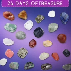 Christmas Advent Calendar, 24pcs Ore Blind Box Crystal Advent Calendar Rocks Minerals Fossils Advent Calendar for Kids and Adults Xmas Gifts