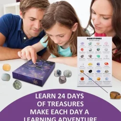 Christmas Advent Calendar, 24pcs Ore Blind Box Crystal Advent Calendar Rocks Minerals Fossils Advent Calendar for Kids and Adults Xmas Gifts