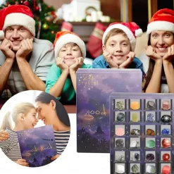Christmas Advent Calendar, 24pcs Ore Blind Box Crystal Advent Calendar Rocks Minerals Fossils Advent Calendar for Kids and Adults Xmas Gifts