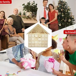 Christmas Advent Calendar for Filling, Advent Calendar House, Christmas Calendar, Christmas 24 Days Countdown Calendar Cabinet Wooden House, Modern Christmas Decoration