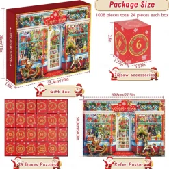 Christmas Advent Calendar Jigsaw Puzzle for Girls and Boys, 1008 Pieces Christmas Puzzle Countdown Calendar, Halloween Advent Calendar