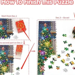 Christmas Advent Calendar Jigsaw Puzzle for Girls and Boys, 1008 Pieces Christmas Puzzle Countdown Calendar, Halloween Advent Calendar
