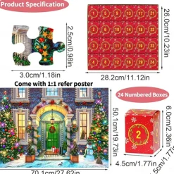 Christmas Advent Calendar Jigsaw Puzzle for Girls and Boys, 1008 Pieces Christmas Puzzle Countdown Calendar, Halloween Advent Calendar