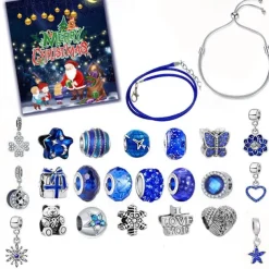 Christmas Advent Calendar 2025 Xmas Gift Countdown Bracelets Making Kit 24 Days Christmas Gift DIY Charm Beads and Bracelets for Girls Women Kids