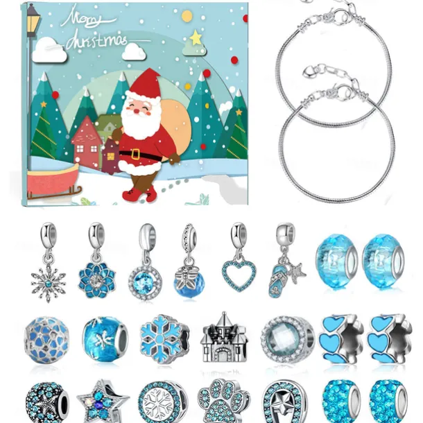 Christmas Advent Calendar 2025 Xmas Gift Countdown Bracelets Making Kit 24 Days Christmas Gift DIY Charm Beads and Bracelets for Girls Women Kids