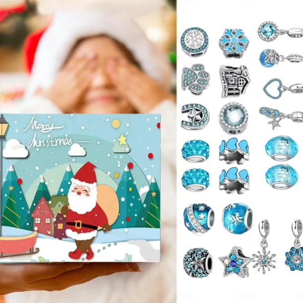Christmas Advent Calendar 2025 Xmas Gift Countdown Bracelets Making Kit 24 Days Christmas Gift DIY Charm Beads and Bracelets for Girls Women Kids