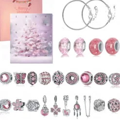 Christmas Advent Calendar 2025 Xmas Gift Countdown Bracelets Making Kit 24 Days Christmas Gift DIY Charm Beads and Bracelets for Girls Women Kids