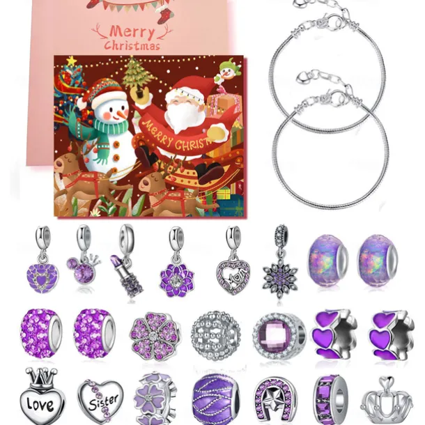 Christmas Advent Calendar 2025 Xmas Gift Countdown Bracelets Making Kit 24 Days Christmas Gift DIY Charm Beads and Bracelets for Girls Women Kids