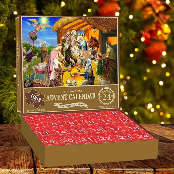 Christmas Advent Calendar 2025 - Welcoming The Nativity, Christmas Advent Calendar Jigsaw Puzzle 24 Boxes,1008 Pieces Puzzles Countdown To Christmas, Xmas Gifts For Women Men Kids