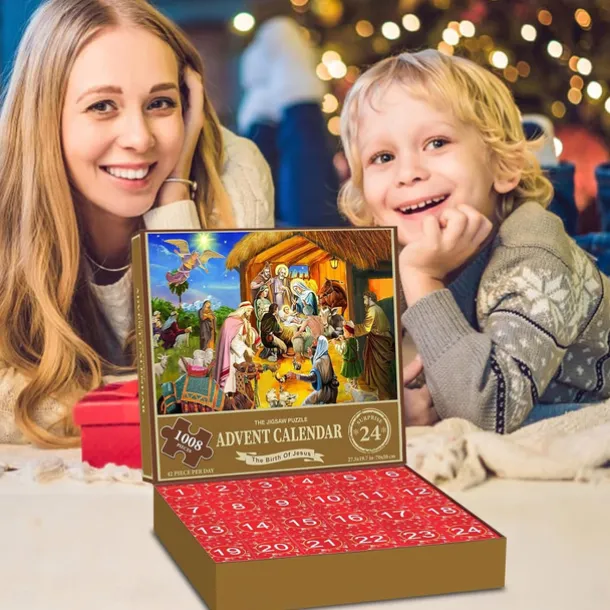 Christmas Advent Calendar 2025 - Welcoming The Nativity, Christmas Advent Calendar Jigsaw Puzzle 24 Boxes,1008 Pieces Puzzles Countdown To Christmas, Xmas Gifts For Women Men Kids