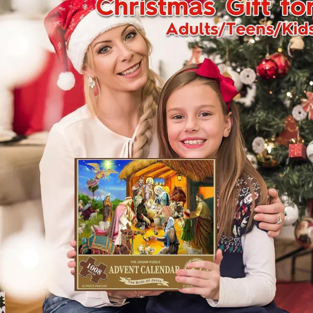 Christmas Advent Calendar 2025 - Welcoming The Nativity, Christmas Advent Calendar Jigsaw Puzzle 24 Boxes,1008 Pieces Puzzles Countdown To Christmas, Xmas Gifts For Women Men Kids