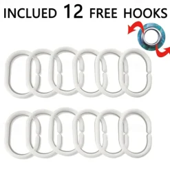 Christmas Bathroom Deco Shower Curtain with Hooks Bathroom Decor Waterproof Fabric Shower Curtain Set with12 Pack Plastic Hooks