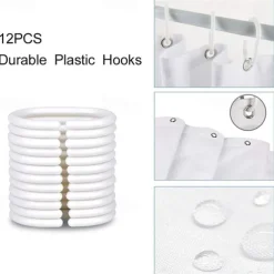 Christmas Bathroom Deco Shower Curtain with Hooks Bathroom Decor Waterproof Fabric Shower Curtain Set with12 Pack Plastic Hooks