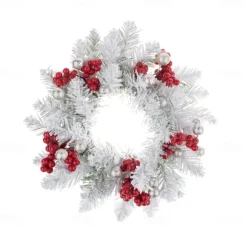 Christmas Candle Garland Rings Flocked Red Fruits Candle Holder Garland Artificial Berries Candle Rings with Pine Cones Mini Wreaths Christmas Centrepiece for Table(Without Candle)