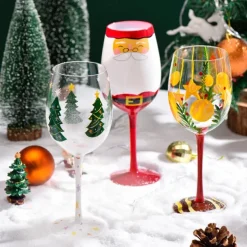 Christmas Deco Wine Glasses, Ideal for White Wine, Red Wine, or Cocktails, Novelty Gift for Birthdays, Weddings, Valentine's Day