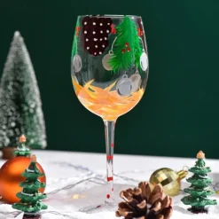 Christmas Deco Wine Glasses, Ideal for White Wine, Red Wine, or Cocktails, Novelty Gift for Birthdays, Weddings, Valentine's Day