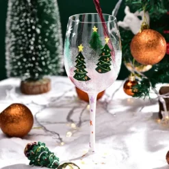 Christmas Deco Wine Glasses, Ideal for White Wine, Red Wine, or Cocktails, Novelty Gift for Birthdays, Weddings, Valentine's Day