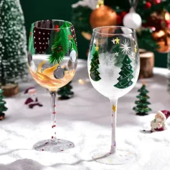 Christmas Deco Wine Glasses, Ideal for White Wine, Red Wine, or Cocktails, Novelty Gift for Birthdays, Weddings, Valentine's Day