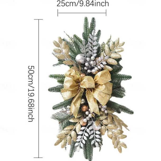 Christmas Decorations Christmas Wreaths Xmas Swags with Lights Cordless Prelit Stairway Stairway Staircase Window Wall Decoration Teardrop Trim Wreath Rattan Shopping Mall Hotel Outdoor