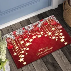 Christmas Doormat Holiday Door Mat Winter Christmas Deer Indoor/Outdoor Welcome Mat Floor Door Mat for Home Decoration Red Christmas Rug Entryway Front Porch Farmhouse Decor