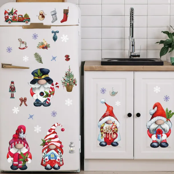 Christmas Dwarf Window Glass Wall Stickers Santa Claus Wall Decal Sticker