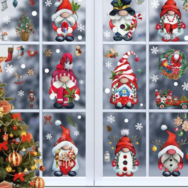 Christmas Dwarf Window Glass Wall Stickers Santa Claus Wall Decal Sticker