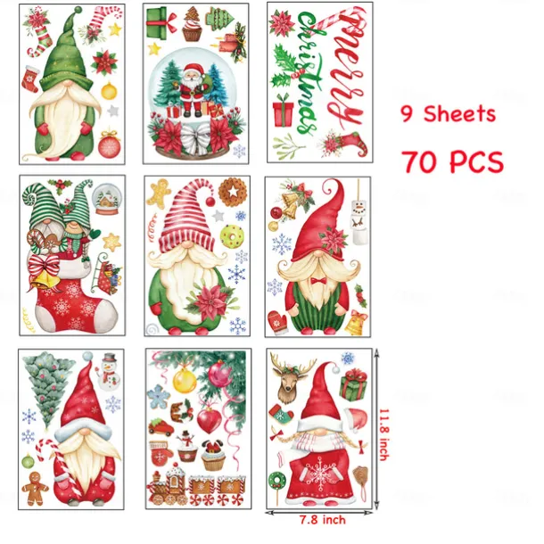 Christmas Dwarf Window Glass Wall Stickers Santa Claus Wall Decal Sticker