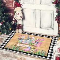 Christmas Floor Mat Doorway Floor Mat Santa Claus Snowman Porch Balcony Non-slip Absorbent Carpet Holiday Decoration Printed Foot Mat Holiday Decoration