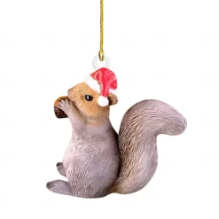 Christmas Little Animal Squirrel Hedgehog 2D Acrylic Pendant Christmas Tree Car Decoration Xmas Home Decoration