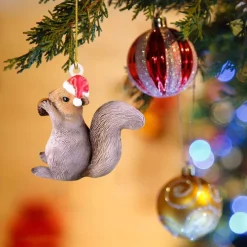 Christmas Little Animal Squirrel Hedgehog 2D Acrylic Pendant Christmas Tree Car Decoration Xmas Home Decoration