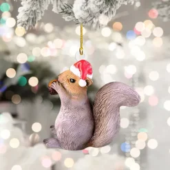 Christmas Little Animal Squirrel Hedgehog 2D Acrylic Pendant Christmas Tree Car Decoration Xmas Home Decoration