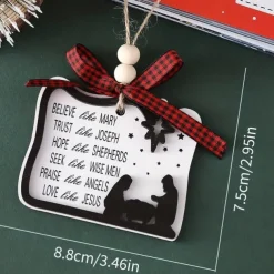 Christmas Nativity Scene Ornaments Believe Like Mary, Trust Like Joseph, Hope Like Shepherds, Seek Like Wise Men, Love Like Jesus Ornament ,Round Wooden Jesus Sign Nativity Ornaments