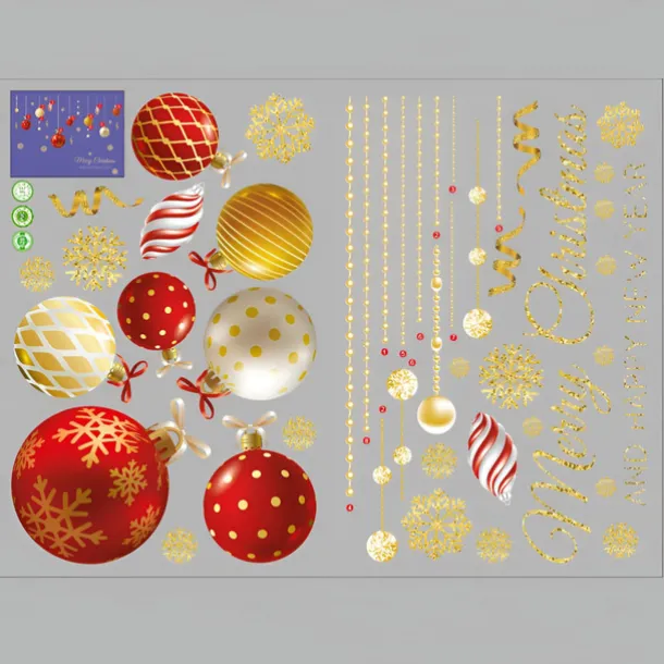 Christmas New Year Theme Wall Stickers Colored Ball Santa Claus Stocking Stickers Shop Glass Window Decoration 70*100cm